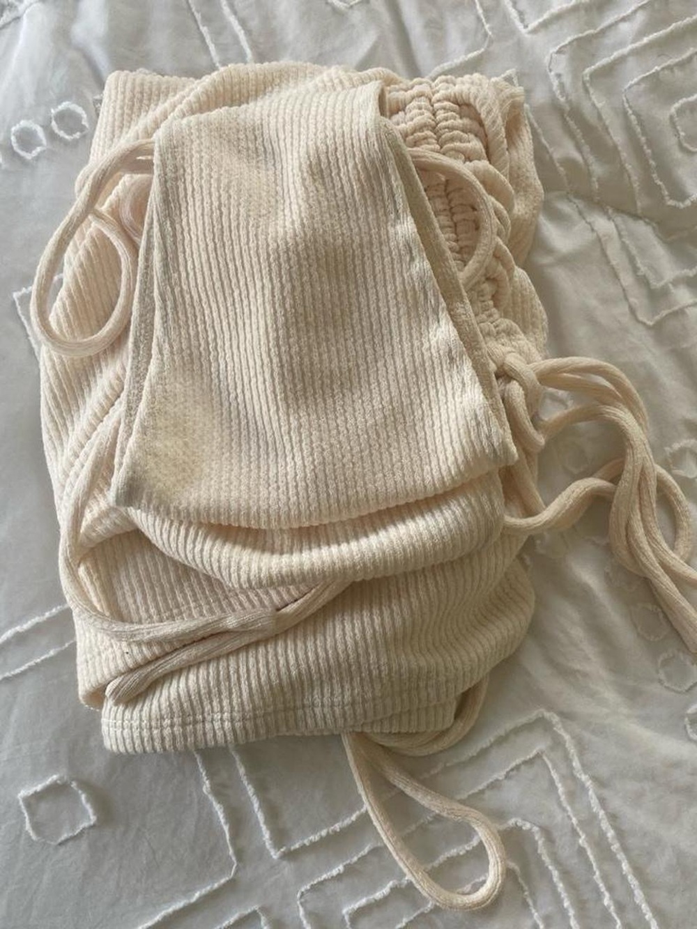Ribbed Two-Piece Beige  Set - Picture 6 of 6